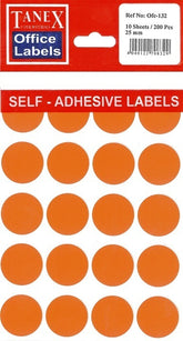 TANEX 25mm 20L ORG circle - Al Masam Stationery LLC